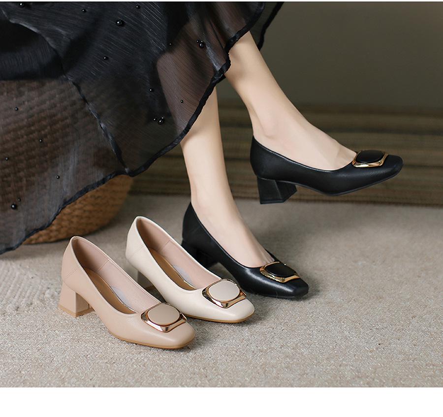Women's Chunky Heel Low-Cut Work Shoes for Autumn