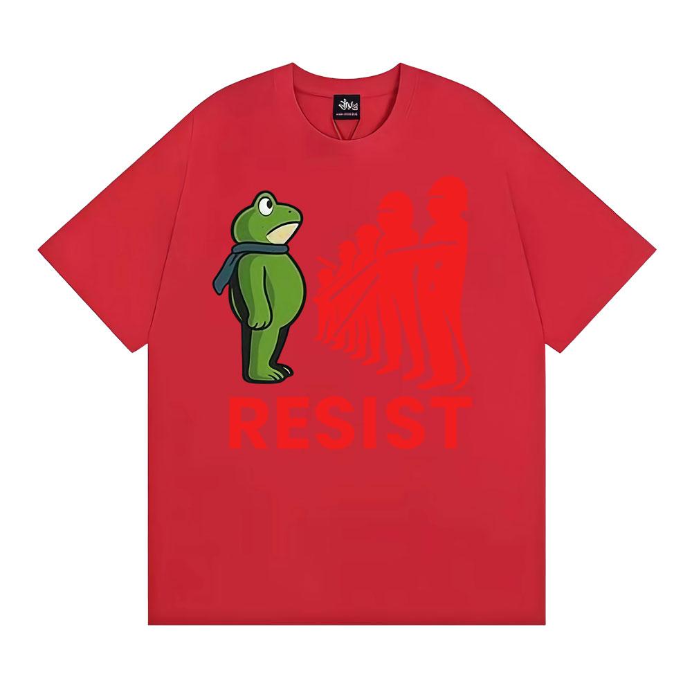 Portland Frogs Dont Obey Meme T Shirt Resist Portland Frog Resist Funny Tshirts Men Women Casual 100 Cotton Oversized Tshirt 2XL
