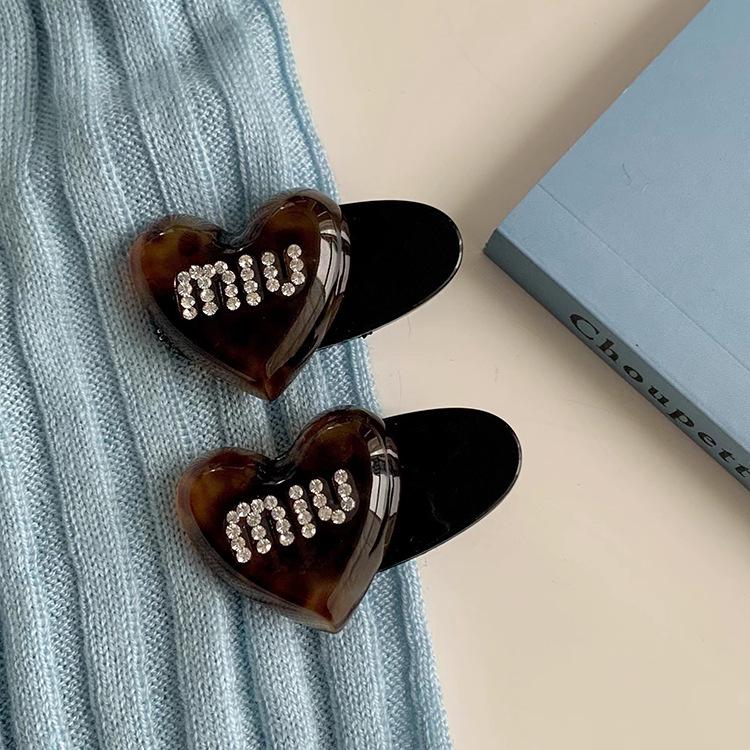 Celebrity Acetate Rhinestone Love Letter Hairpin - Exquisite Duckbill Clip for Women