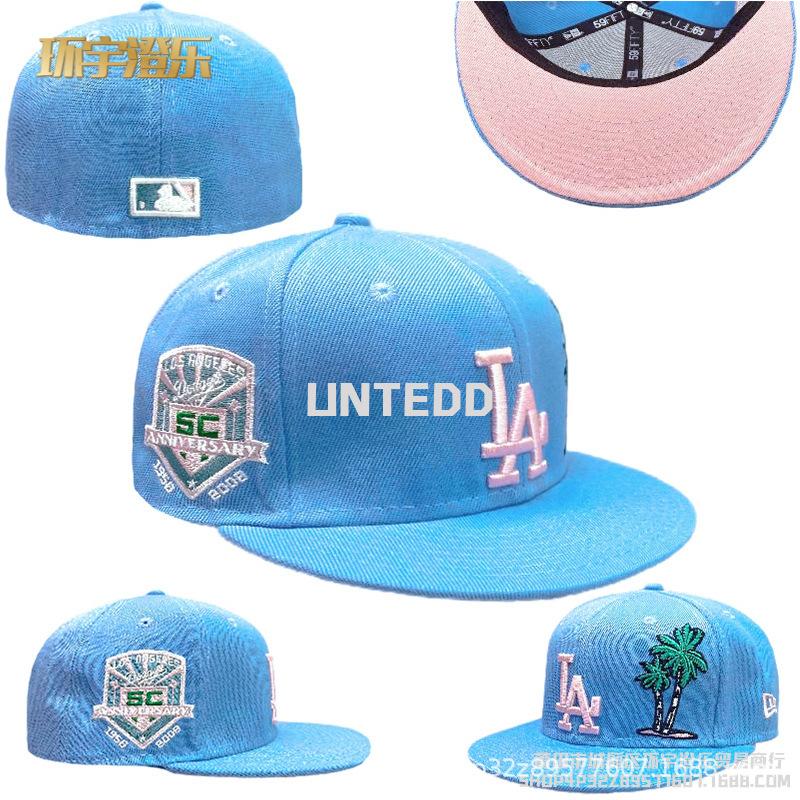 New baseball cap with a deep, hard crown, fully embroidered, closed front, white socks team flat-brimmed cap