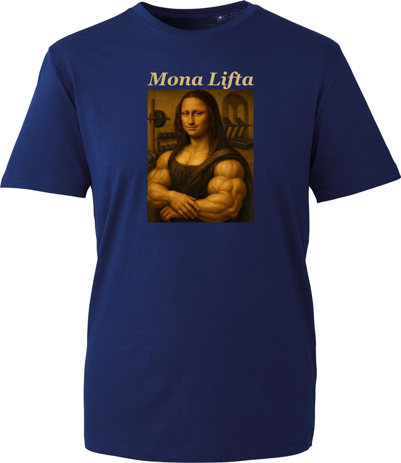 Mona Lifta Gym T-shirt Workout Training Famous Art Parody Gift Top Unisex Tee XL