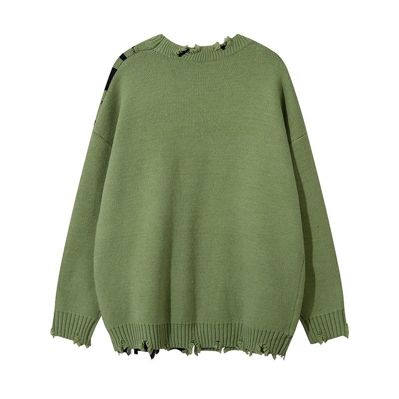 Oversized Crewneck Knit Sweater Men Women Streetwear Loose Fit Acrylic Blend Casual Pullover