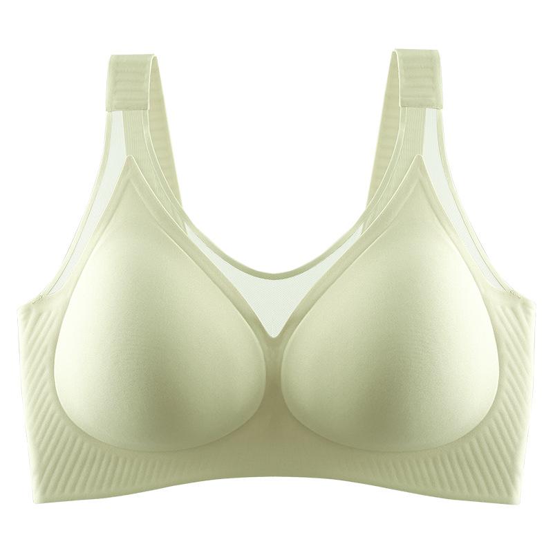 Sweet floral bra for women, seamless new style, push-up small bust, side breast control, anti-sagging, summer thin women s bra M зелёный