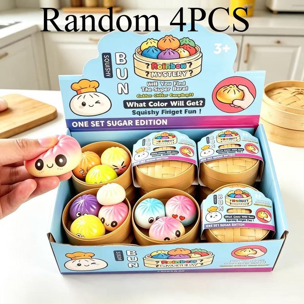 8 Funny Face Bun Squishy Box Portable Fidget Toy Ease Office Commute Anxiety Cute Desktop Decor Gift