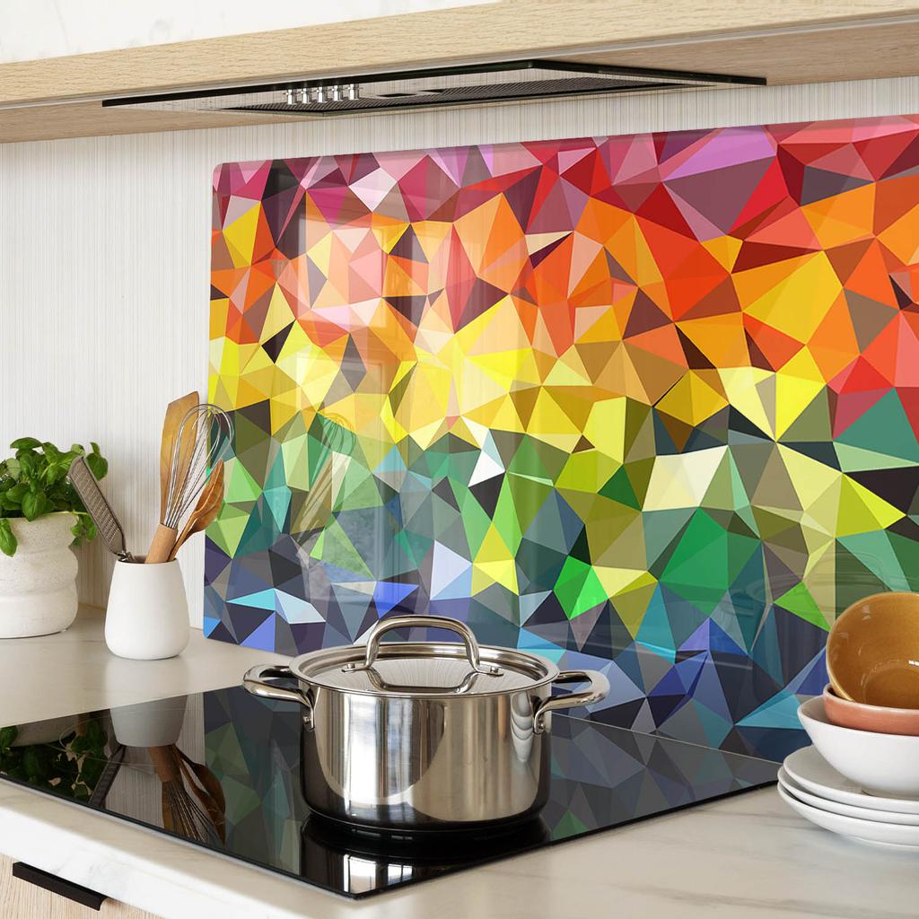 Glass Kitchen Chopping Board with Graphic Geometric Figures 80x52 cm
