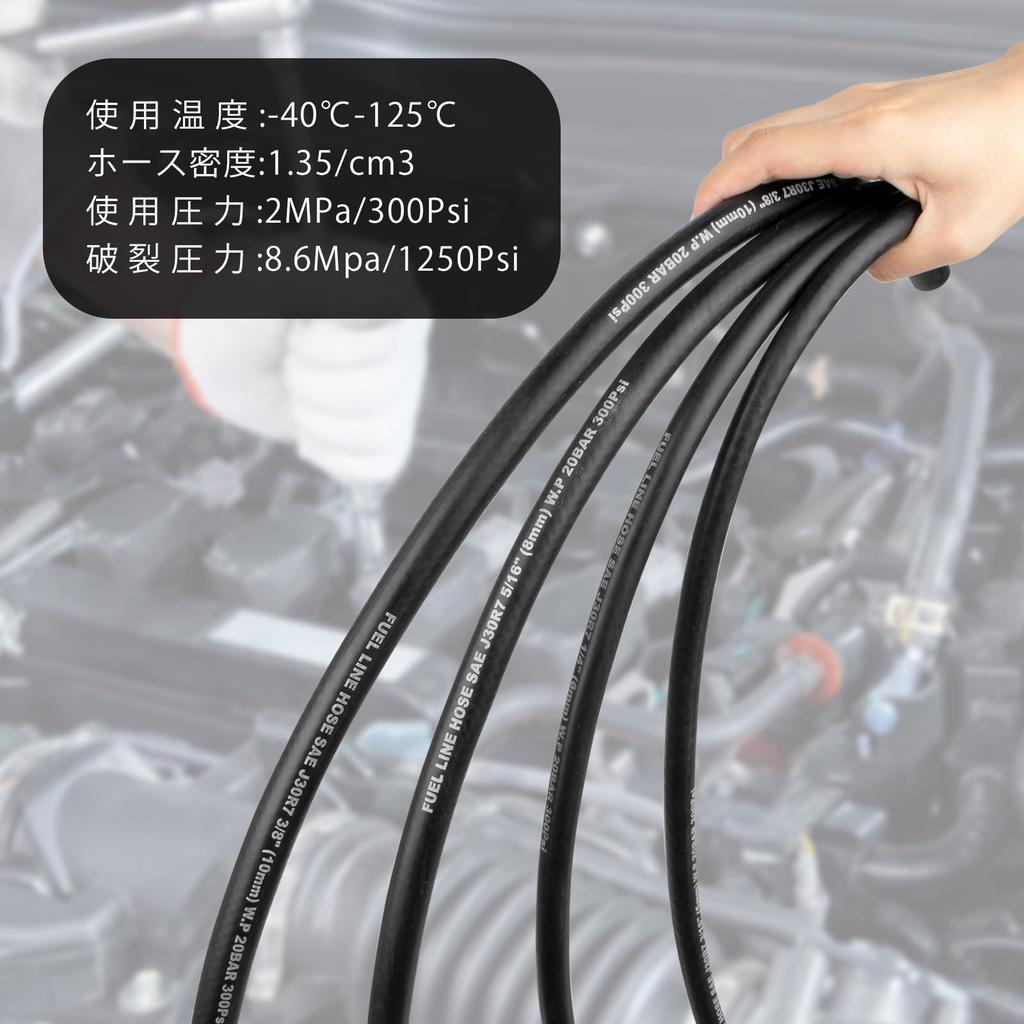Shineyoo Fuel Hose, Gasoline Hose, Inner Diameter 0.2 inch (5 mm), Wall Thickness 0.14