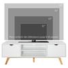 TV Stand Cabinet for TVs Up To 65", Media Unit w/Wood Legs Storage Shelves Entertainment Center Modern Living Room Home Furniture White