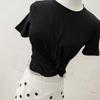Summer 2025 Song Yi Black Slim-Fit T-Shirt & White Polka Dot Skirt Set