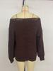 One-Shoulder Retro Knitted Bow Pullover Sweater for Women - 2025 Autumn/Winter European & American Lazy Style