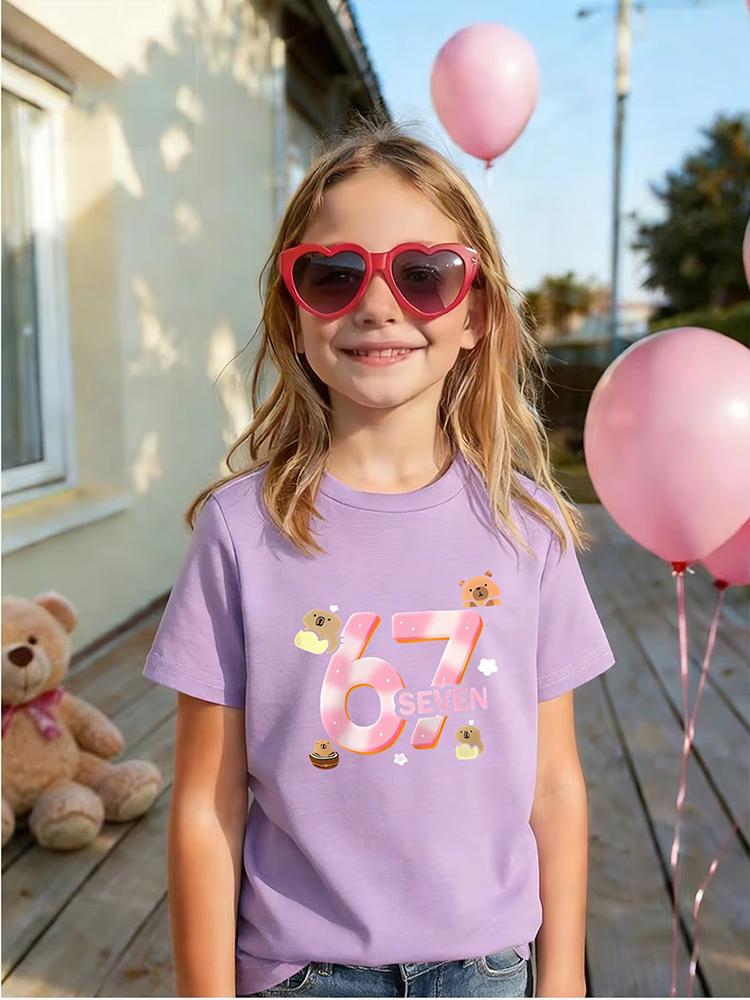 Kids 67 Themed Colorful Print TShirt Soft Cotton Fabric Breathable and Comfortable Ideal for Toddlers and Childrendf0370