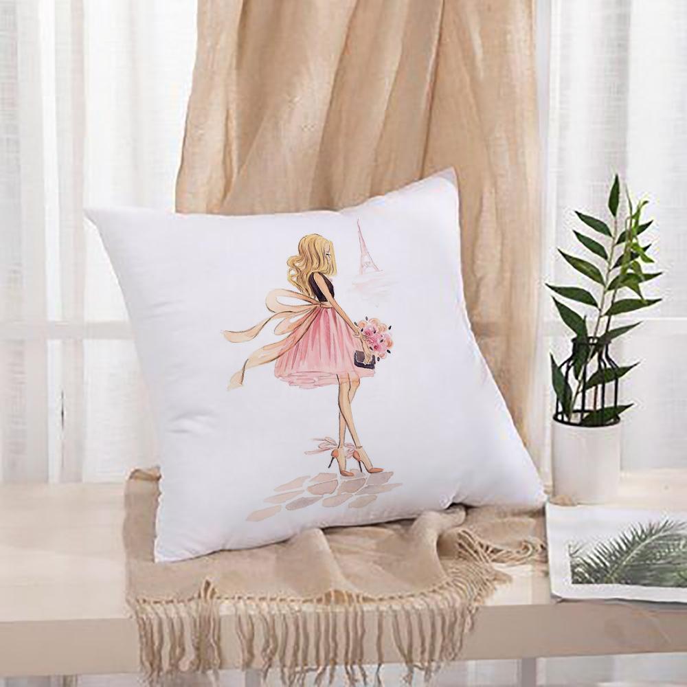 Pink Girl Print Pillowcase Bride Marry Party Decor Cushion Cover Home Sofa Living Room Decorative Pillow Cases Bridesmaid Gifts