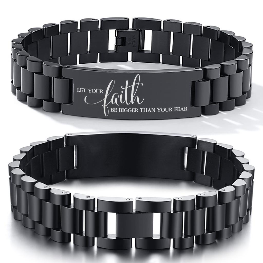 Vnox Assorted Bible Verse Bracelets for Men,Engraved Religious Scripture Quote Wristband,Faith Prayer Christian ID Bracelet Gift