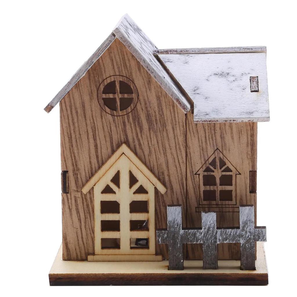 LED Light Mini Wood House Model Luminous for Christmas Christmas Houses DIY Festive Wooden House Ornaments Kids New Year Gifts