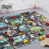 Non Slip Crawling Mat for Babies City Traffic Play Kids, 130x100cm Car Road Scene Toy Carpet Cars Rug with Signs, Foldable PVC Floor Bedroom