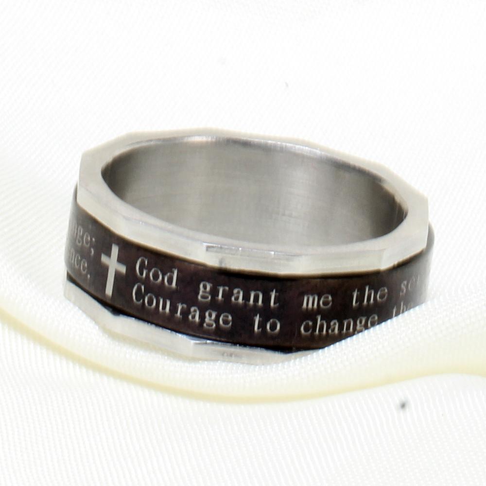 Fashion Jewelry Finger Rings Black Stainless Steel Cross Men Ring Jesus Holy Bible Religion Jewelry Gift for Man