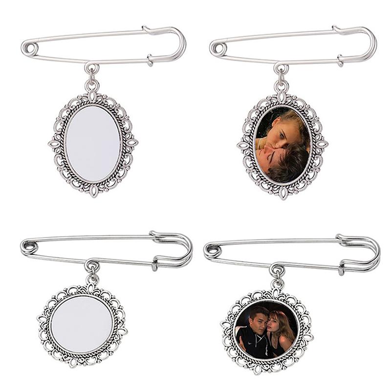 Wedding Bouquet Photo Charm Diy Pin Making Wedding Charm Oval Aluminum Sheet Photo Frame Brooch Pendant