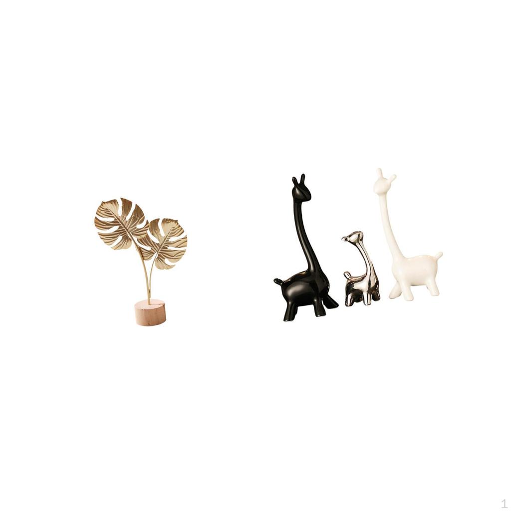Nordic Abstract Metal Sculpture And Ceramic Giraffe Figurine Centerpiece Ornament for Modern Home