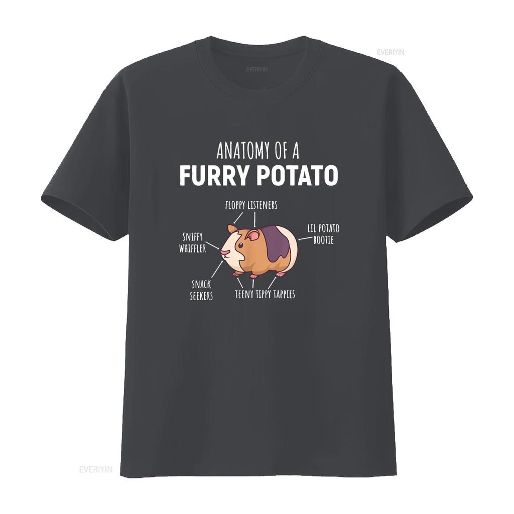 Anatomy Of A Furry Potato Guinea Pig Lover T Shirt vintage Washed fashion Top For Everyday Wear graphic Breathable Versatile