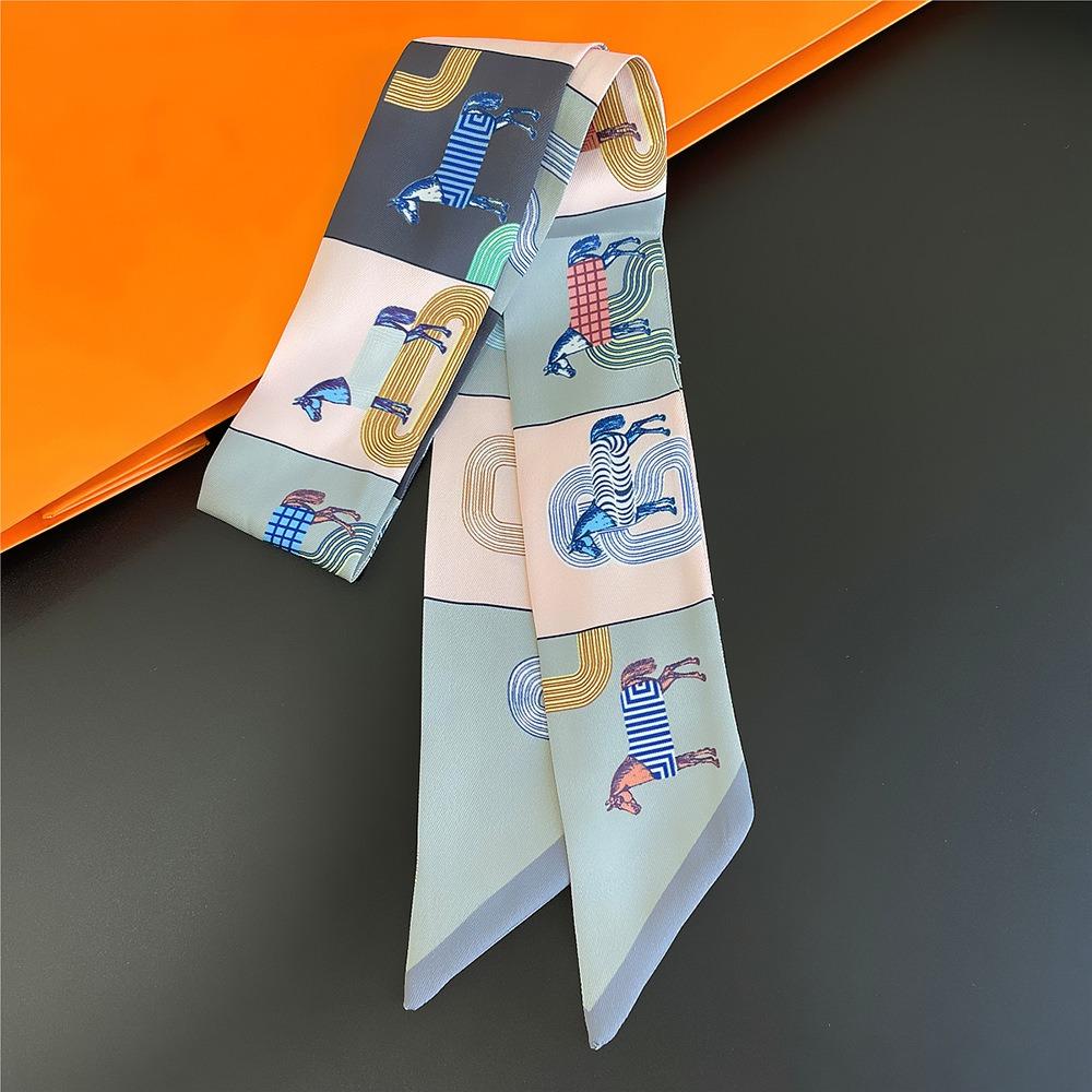 90X5Cm Mare Horse Printed Scarf Women'S Autumn And Winter Polyester Streamer Kissing Ribbon Headband Small Scarf