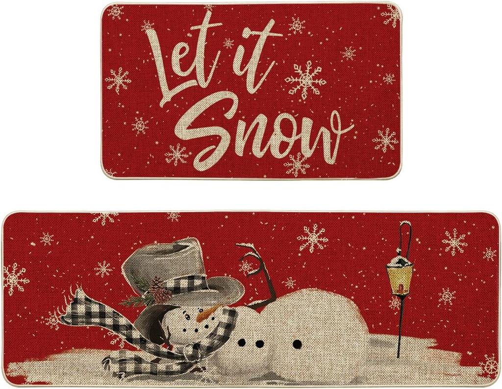 Vikama 1/2Pcs Christmas Kitchen Floor Mat Festive Atmosphere Home Decor Indoor Outdoor Area Carpet Entry Welcome Doormat