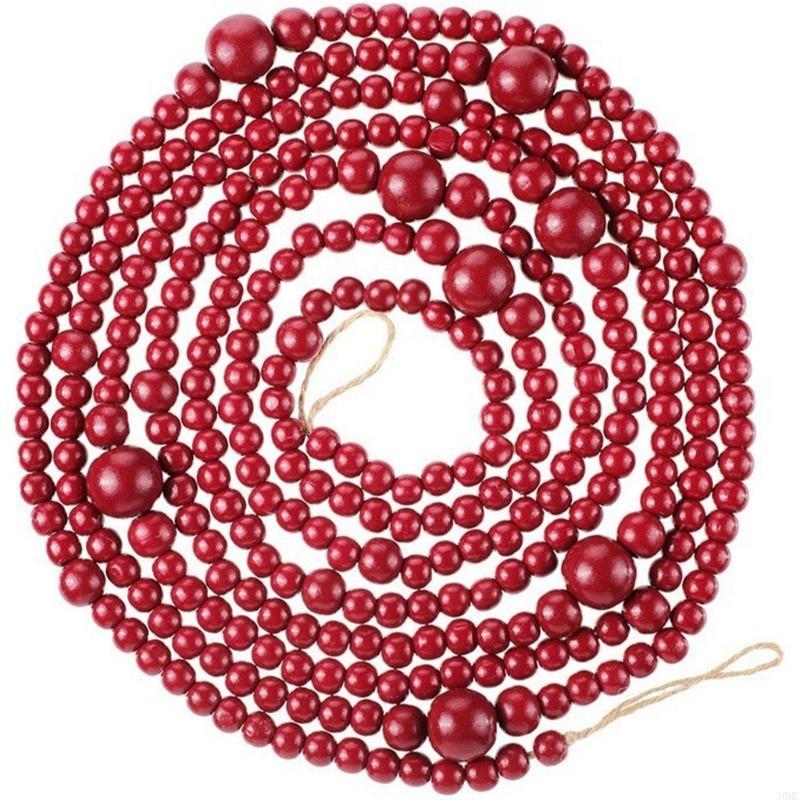 Natural Wooden Bead Strands For Christmas Tree Decors And Gift Wrapping Accent J0MC
