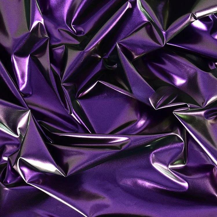 100x150cm Pu Leather Chameleon Waterproof Down Coat Fabric Glossy Symphony Gradient for Leather Jacket Fabric Materials