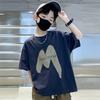 Boys' Short Sleeved T-shirt Children's T-shirt Loose Letter Round Neck Top Summer Children's Clothing