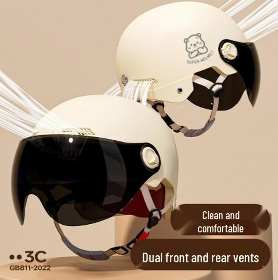 3C Certified Electric Motorcycle Helmet for Men & Women - Universal Fit for Scooters, All-Season, Adult Half Helmet