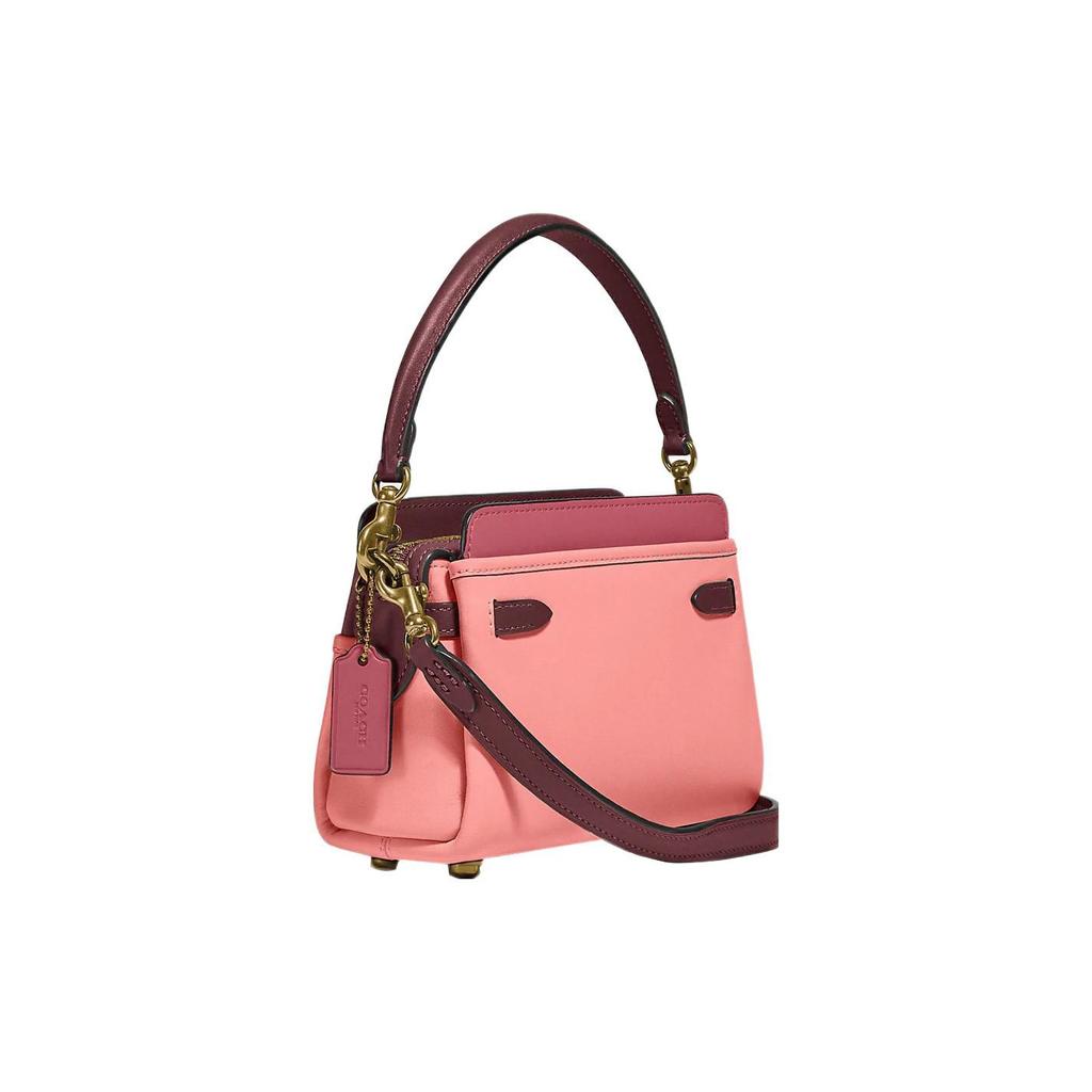 Coach Tate 18 Bow Carriage Logo Color Block Snap Pocket Hardware Leather Handbag Shoulder Bag Crossbody Bag Small Women Handbags Pink C2632-B4S5K