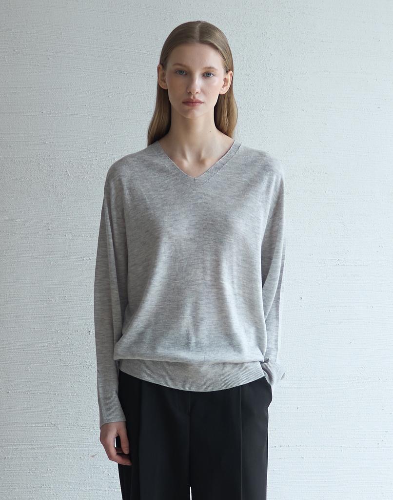 Nutopeu Wholegarment Wool V-Neck Knit_Gray