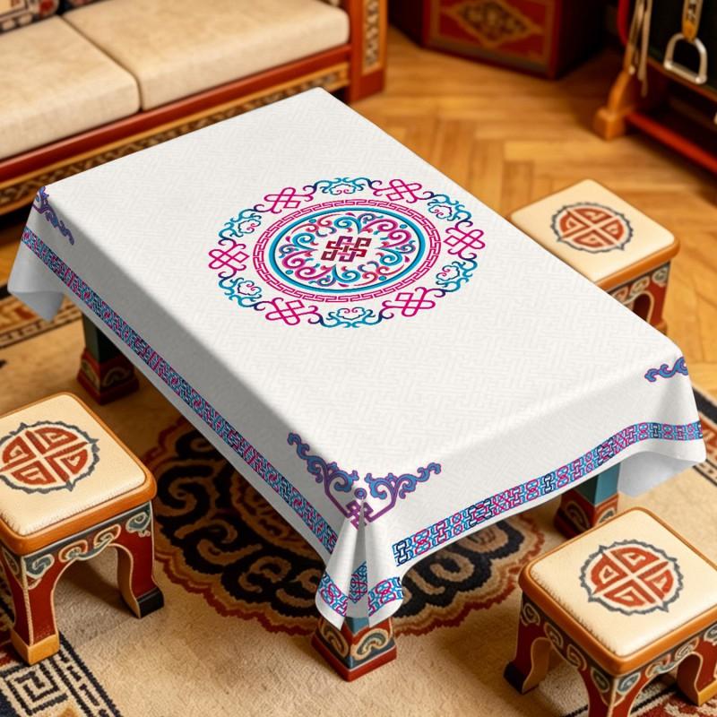 Waterproof Oil-proof Heat-resistant PVC Tablecloth Ethnic Style Stain-resistant Easy-clean Table Cover Dining Room Kitchen
