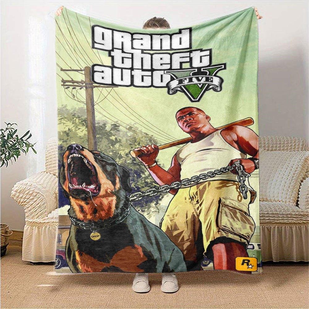 1pc Grand Theft Auto Soft Flannel Blanket with Designer Print A Cozy Blanket for All Seasons, Perfect for the Couch, Bed, Office