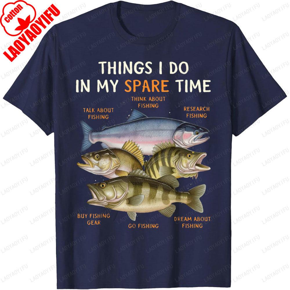 Freizeitangeln Grafik T-Shirts Klassisch Fisch Bedruckt Herren Kleidung Street Fashion Lässig Angeln Gehen Tops Unisex Baumwollhemden
