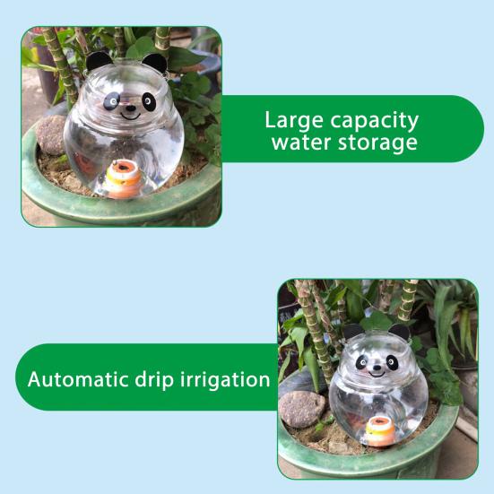 Yousheng 1/2/3Pcs Automatic Flower Watering Device Panda Design Self-Watering Planter Insert Soil Moisture Regulator Transparent Plant Waterer