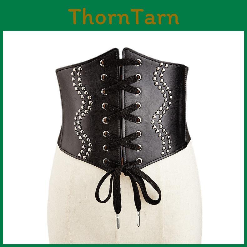 Fashionable Rivet And Strap Design Elastic Waistband For Womens Dress Accessories