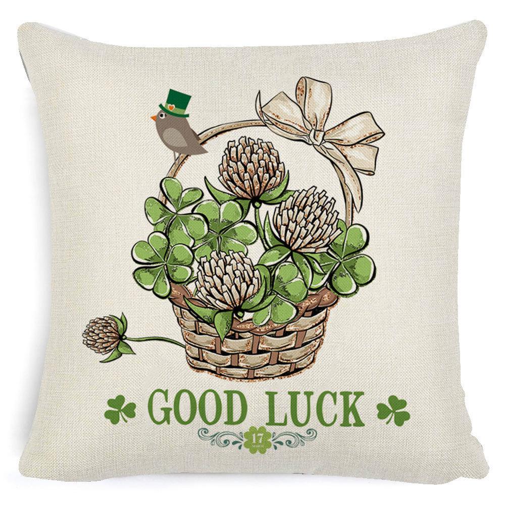 St. Patrick's Day European Holiday Four-leaf Clover Cushion Pillow Case Office Lumbar Support
