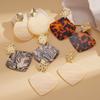 Pleated Geometric Rhombus Pattern Earrings, Simple and High-end Earrings
