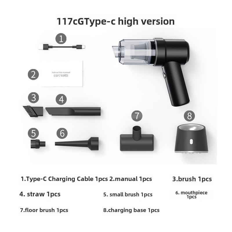 High-Power Handheld Car Vacuum & Dust Blower with Wireless Charging
