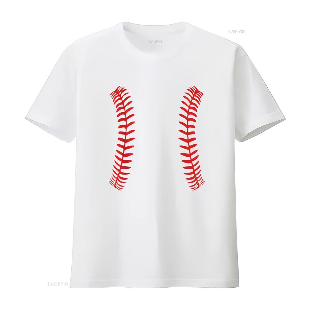Womens Baseball Stitches T Shirt Ball Double Softball vintage Washed streetwear Slightly homme Breathable Unisex graphic Soft