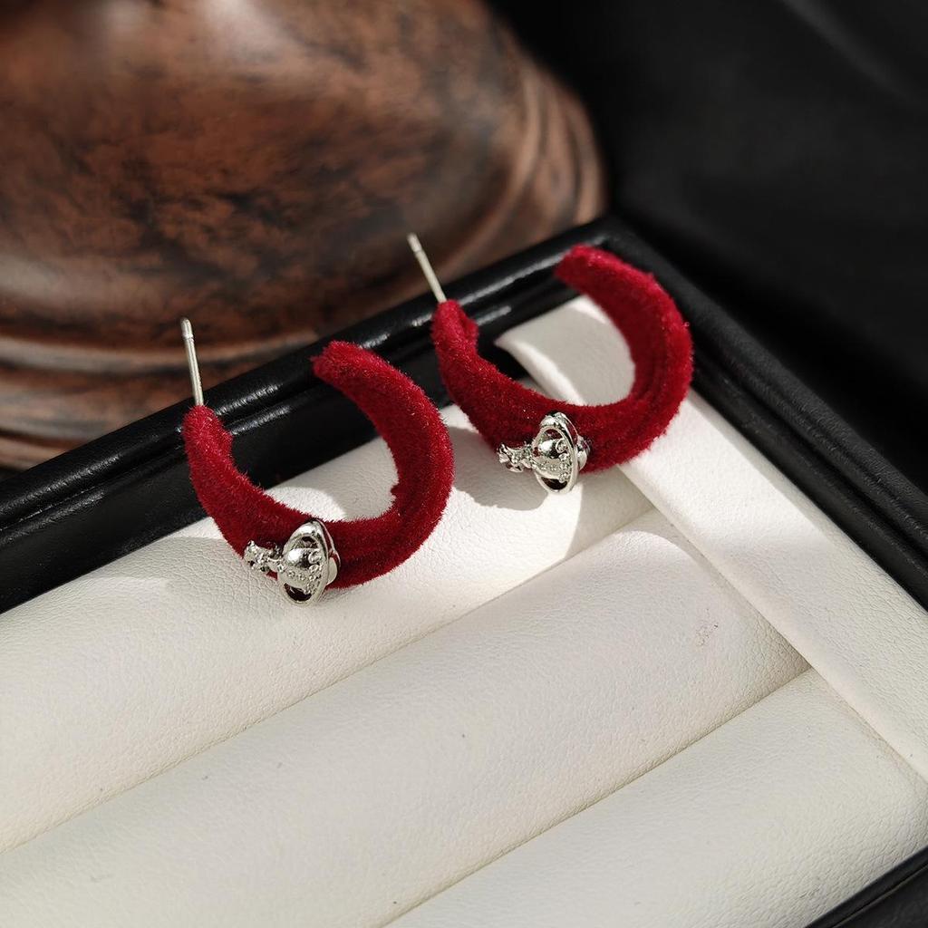 Silbernadel Herbst/Winter Rote Schleife Perle & Rose Kette Ohrringe