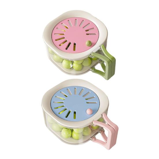 

2Pcs 2-in-1 Drain Preservation Basket Fruit Bowl Vegetable Washing Draining Basket Fruit Basket with Strainer Lid Foldable Handle for Fridge Camping