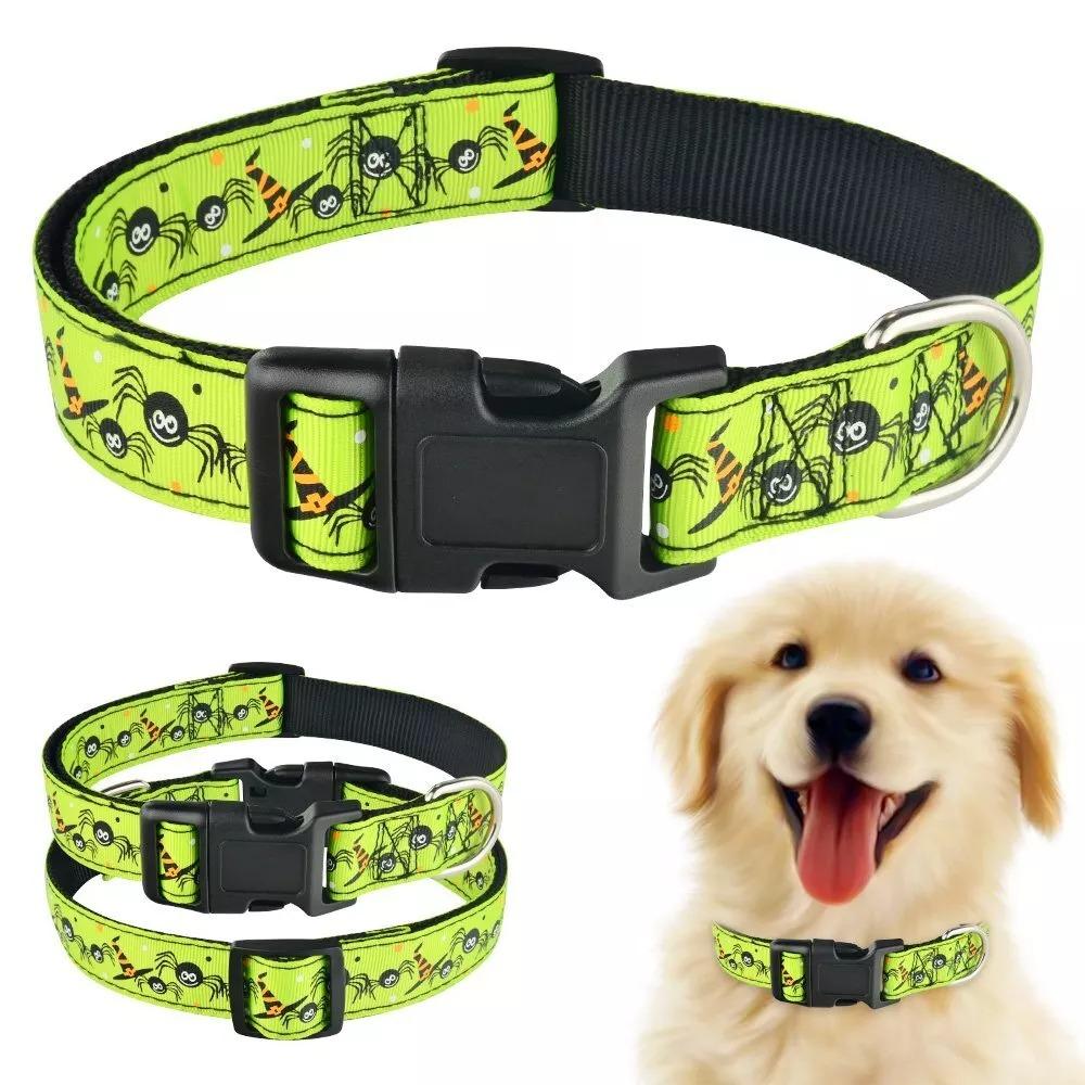 Orange Nylon Halloween Dog Collar Small Medium Large Pet Puppy Collar Adjustable