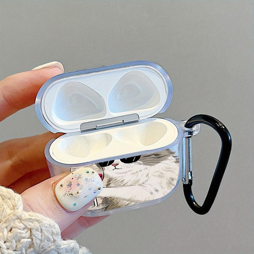 Cat themed headphone protective case for Airpods 3/4/PRO/PRO 2/PRO 3 with anti drop frosted texture and D-shaped buckle