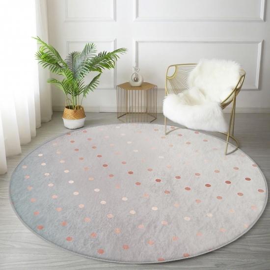 

Deymend серый пунктирный пол дизайн цифровой печатный кухонный круглый ковер с моющимся нескользящим основанием