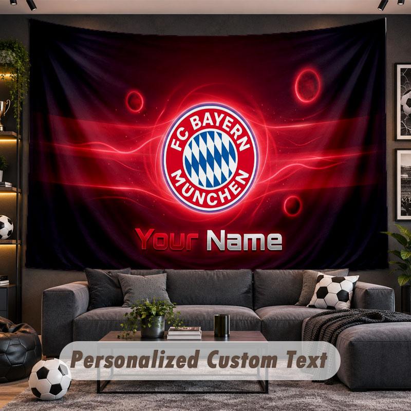 Wall Hanging Tapestry Custom NameBayern Munich Pattern Personalized Printed Fabric Wall Decor