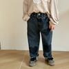 Spring Girl Baby Patch Love Jeans Retro Boy Children Pockets Casual Pants Loose Kid Cotton Trousers Toddler Denim Pants