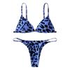 Women Leopard Print High Waist Two Bikini Swimwear Swimsuit Beachwear