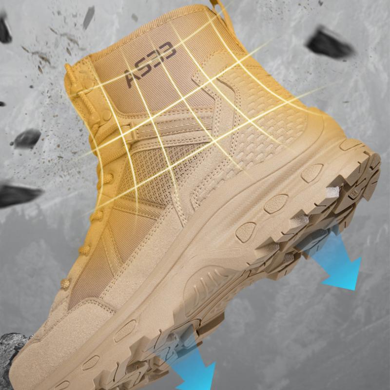 New Men's Hiking Boots High Top Combat Training Boots Anti Slip Snow Boots Field Desert Boots Outdoor Cycling Shoes