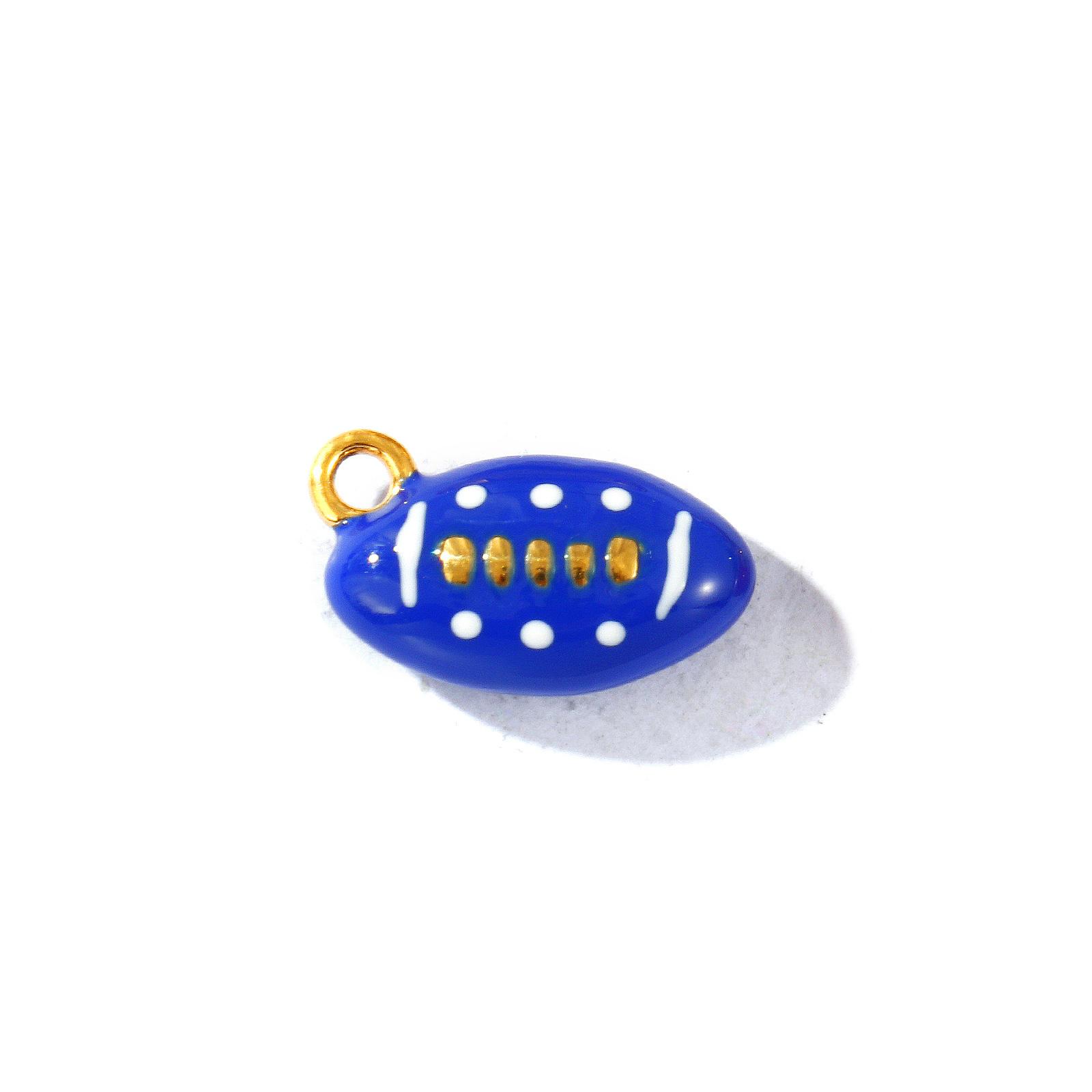 

2 Pcs 304 Stainless Steel Sport Charms 18K Gold Plated Multicolor Enamel Football 3D Pendants For DIY Necklace Jewelry Making темно-синий