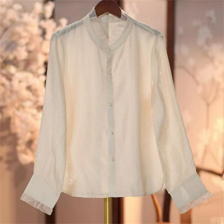 2026 Early Spring Luxury Chinese Style Long Sleeve Brocade Shirt - Retro Young Fashion XL